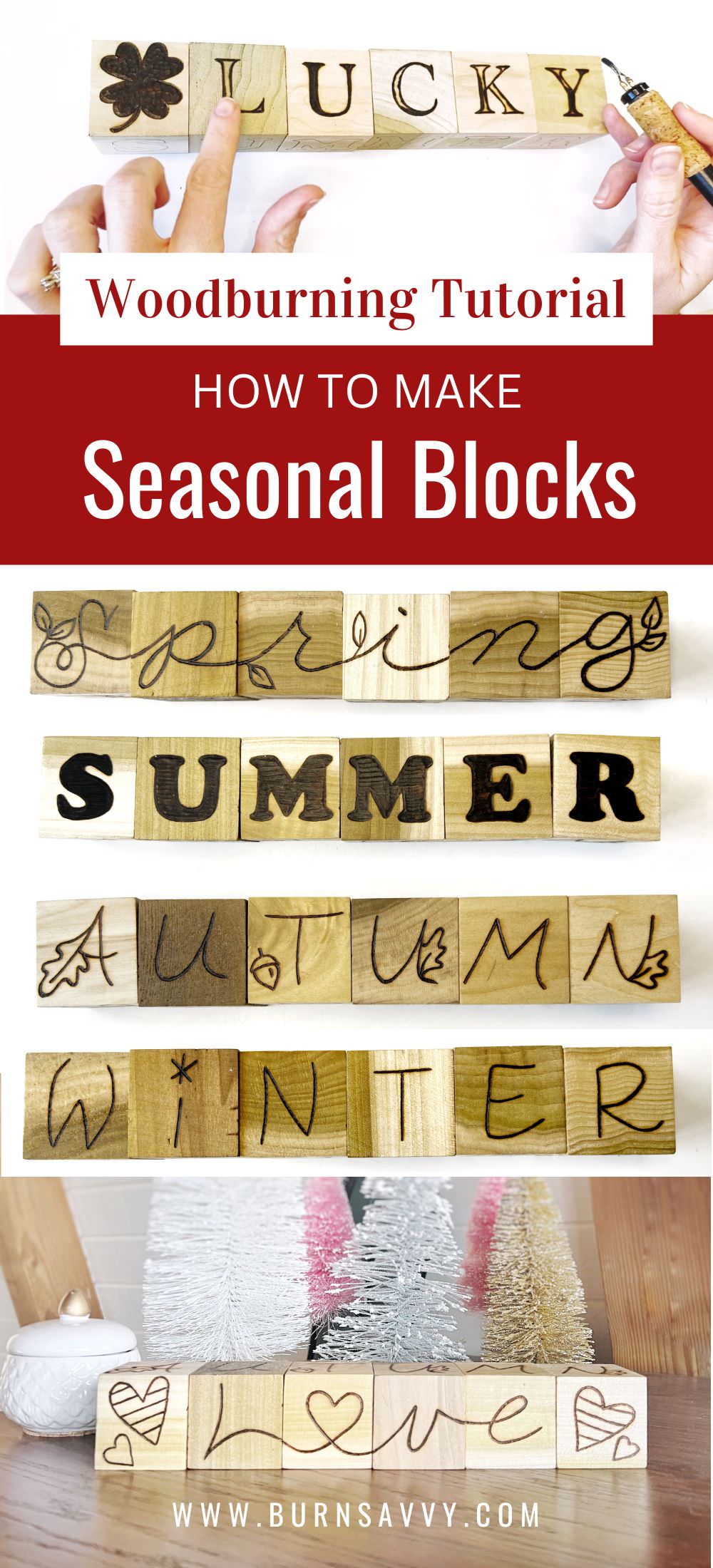Seasonal Blocks Woodburning Project Tutorial